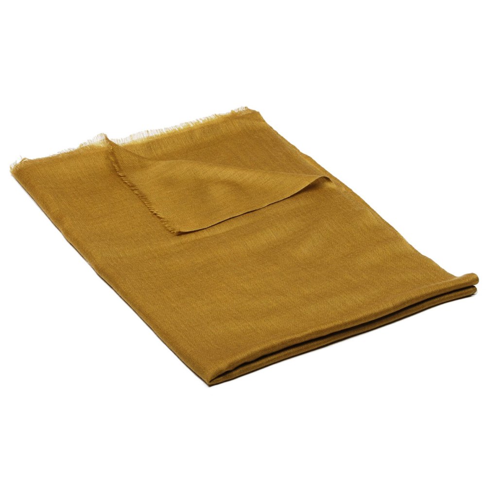 Kašmírská vlněná pašmína Self tmavě zlatá se zeleným nádechem