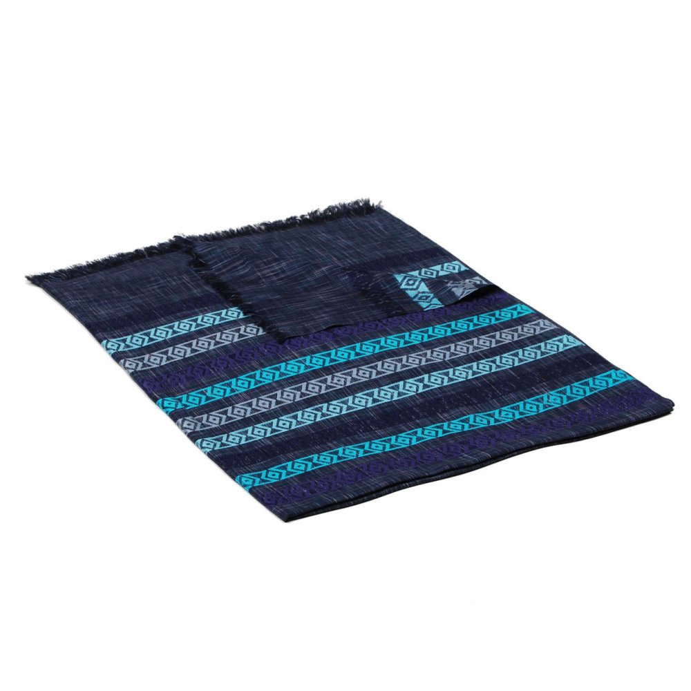 Šála z viskózy a hedvábí s pruhy tmavě šedá s tyrkysovou