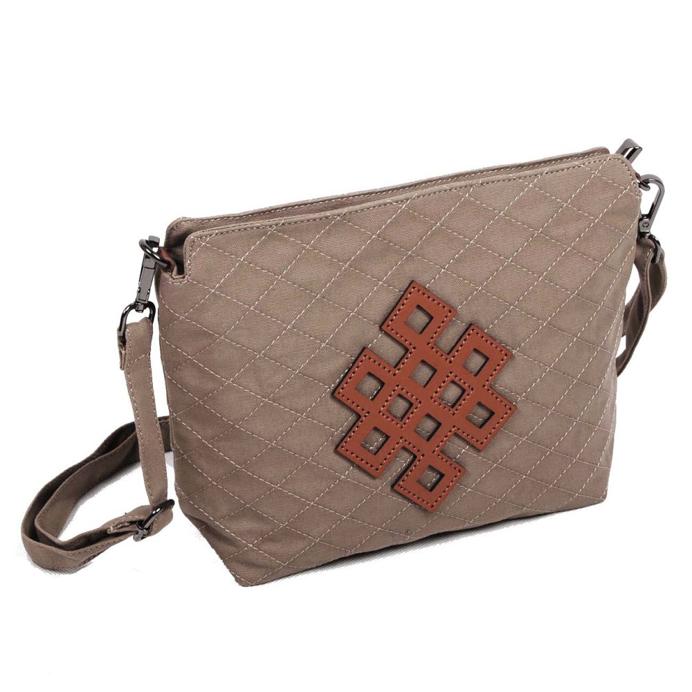 Tibetská kabelka crossbody Tharpa šedohnedá