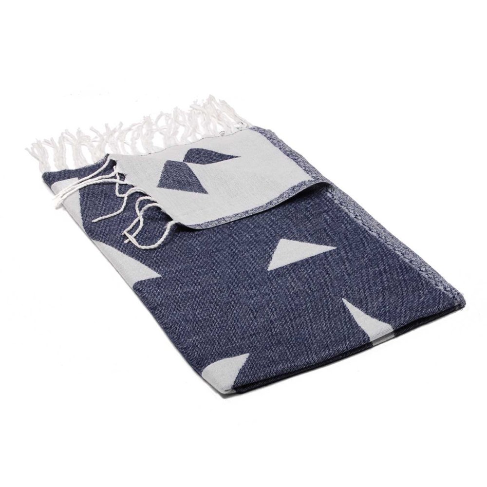 Šála z viskózy a akrylu tmavě modrá s bílou