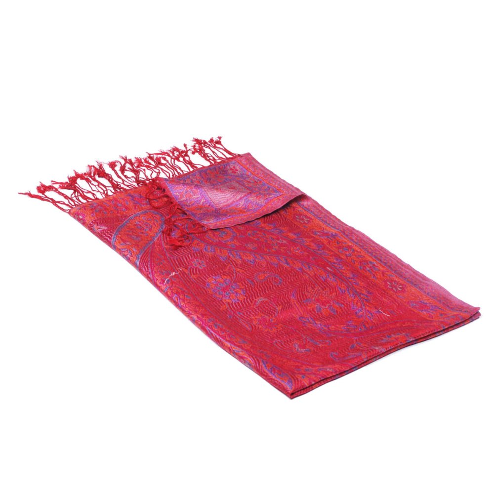 Hedvábná šála Super Nortso střední červená s magentou a žlutou