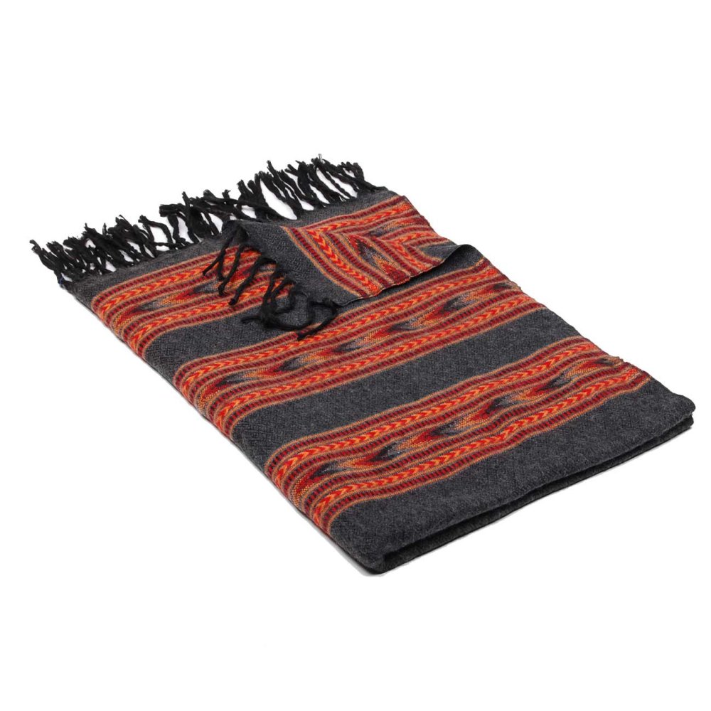 Šála z viskózy a akrylu tmavě šedá s červenou