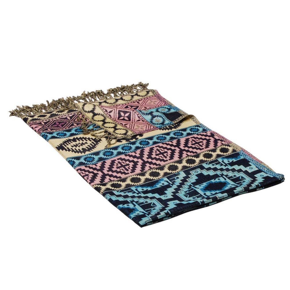 Šála z viskózy vícebarevná se světle tyrkysovou