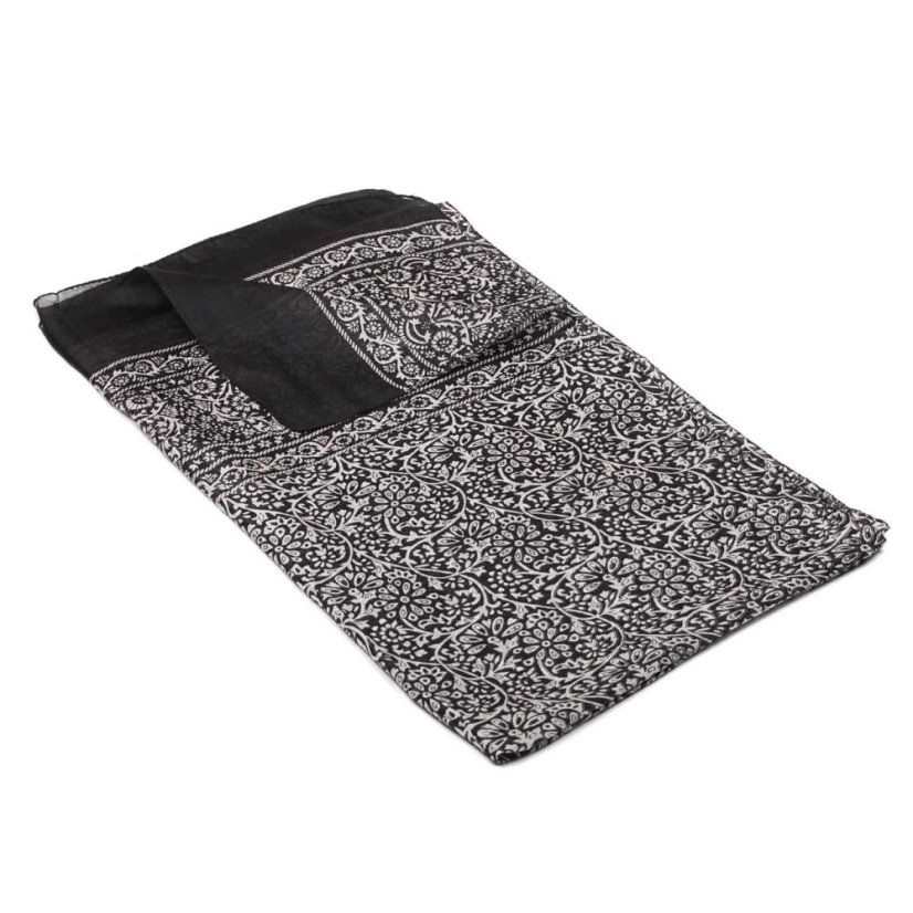 Hedvábná šála s potiskem Maya černo-smetanová