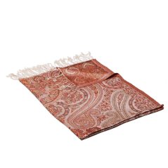 Seidenschal Super groß Ornament cremefarben mit Rot
