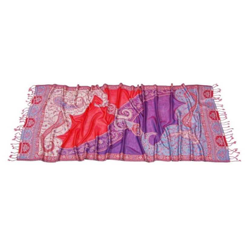 Viskoseschal cutting dunkelrosa-orange mit Blau