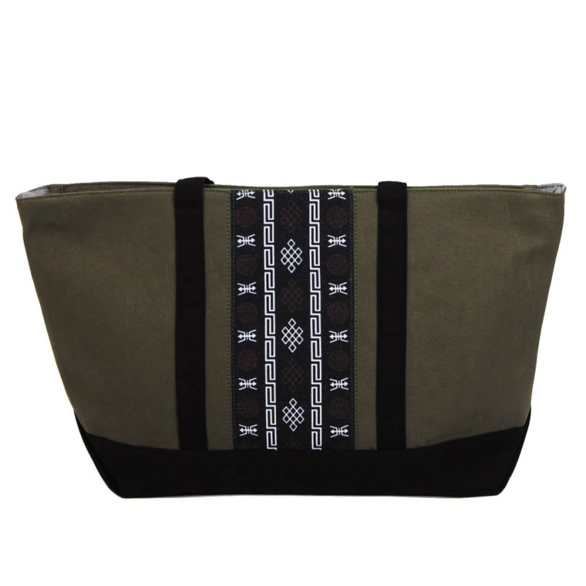 Tibetská kabelka Shopper Thogme Pal šedozelená
