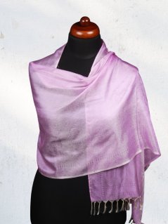Seidenschal aus Varanasi helllila-cremefarben