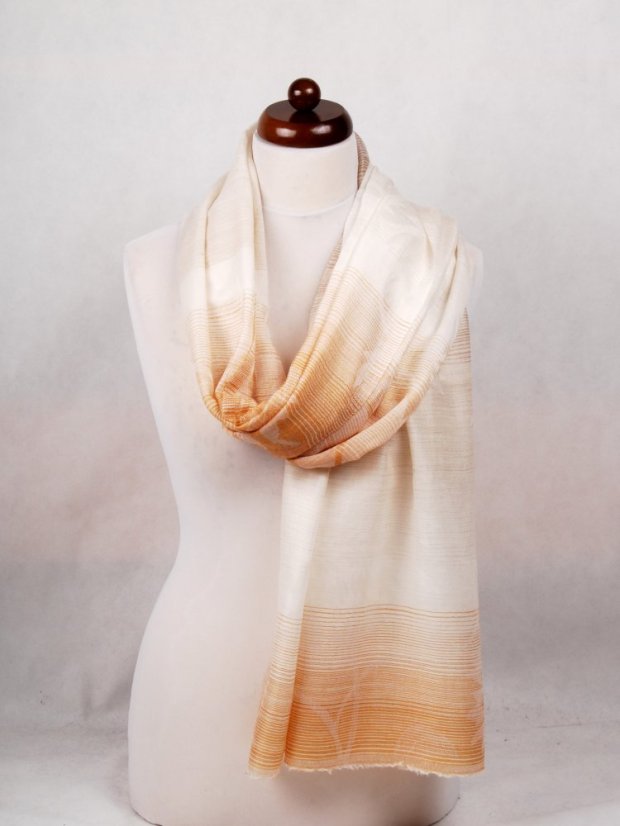 Kaschmirische Pashmina exklusiv creme mit Gold und Graubraun