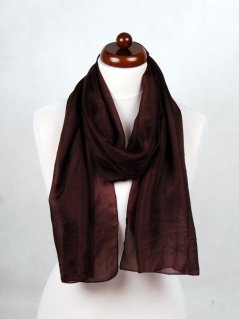Hedvábná šála jednobarevná tmavě hnědá