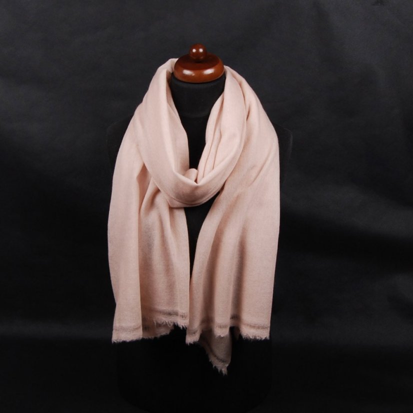 100% Kaschmir-Schal groß beige mit Rosa-Stich