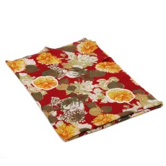 Kaschmirische Woll-Pashmina mit Aufdruck und Stickerei dunkelrot mit Dunkelgrün und Gelb