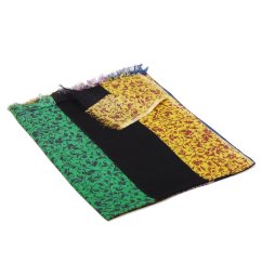 Šála z viskózy tenká s černou, žlutou a tmavě fialovou