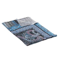 Šál z viskózy a hodvábu s potlačou so svetlomodrou a šedou farbou