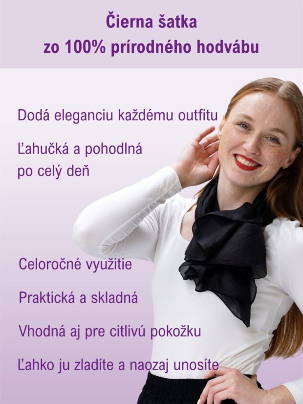 Hodvábna šatka jednofarebná čierna