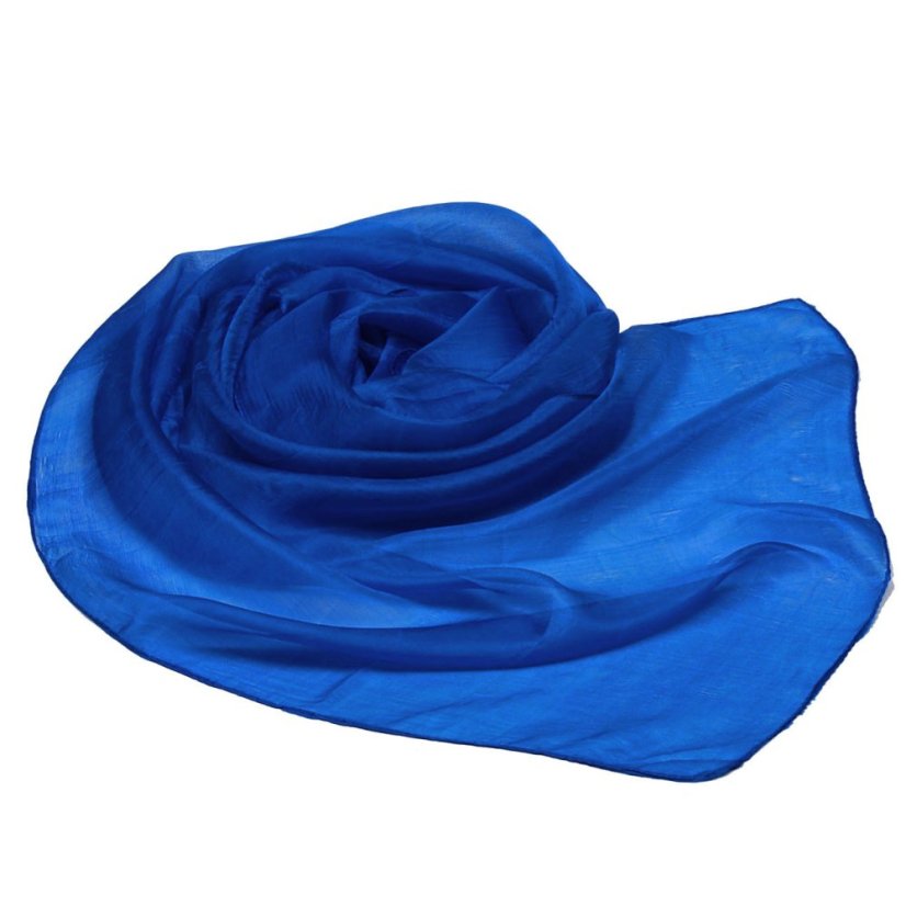 Hedvábná šála jednobarevná modrá
