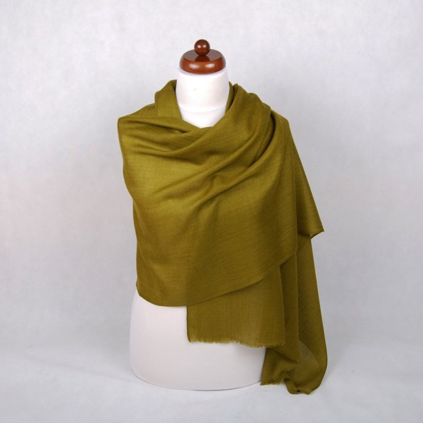 Kašmírska vlnená pašmína Self khaki