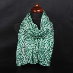 Hedvábná šála s potiskem tmavě zeleno-bílá