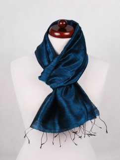 Šál zo surového hodvábu tmavomodrý