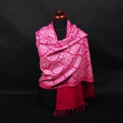 Kašmírská vlněná šála Jate M tmavě růžová se světle růžovou