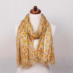 Šál z viskózy tenký oranžovo-žltý