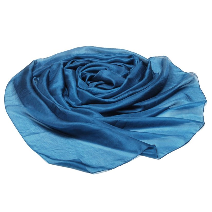 Hodvábny šál veľký šedomodrý s nádychom do petrolejovej farby