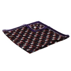 Hedvábný šátek s potiskem černý s tmavě fialovomodrou a červenou