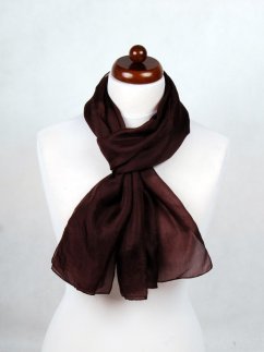 Hedvábná šála jednobarevná tmavě hnědá