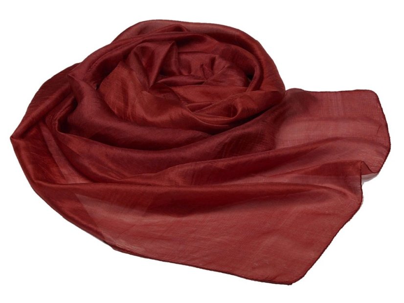 Hedvábná šála jednobarevná červenohnědá