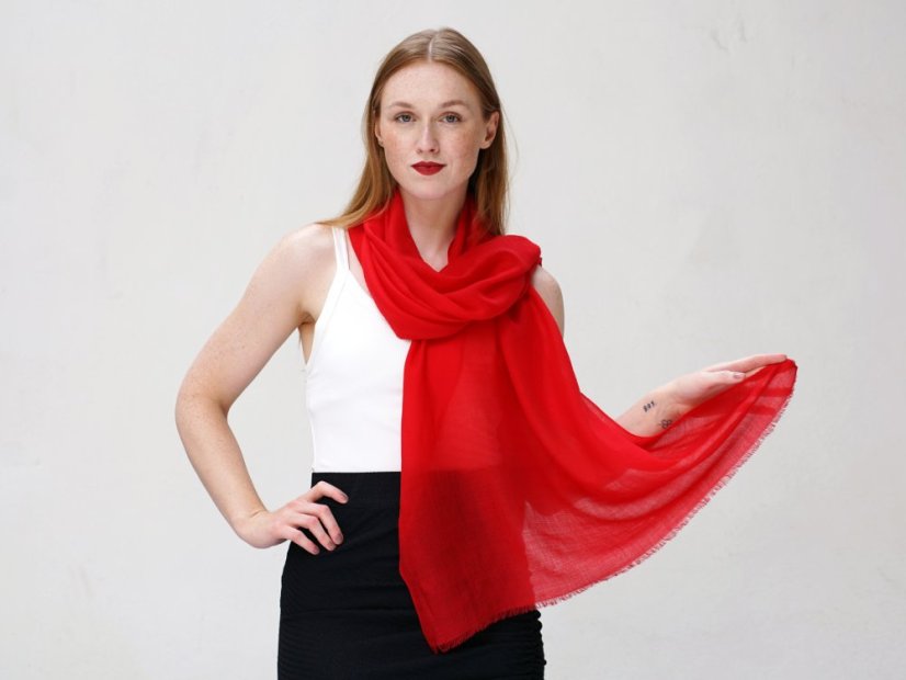 Ring-pashmina exklusiv rot