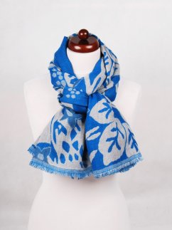 Šála z merino vlny modro-smetanová