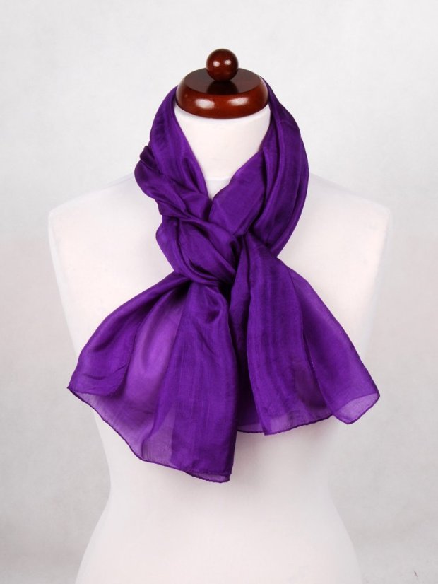 Seidenschal einfarbig dunkellila mit Blau-Stich