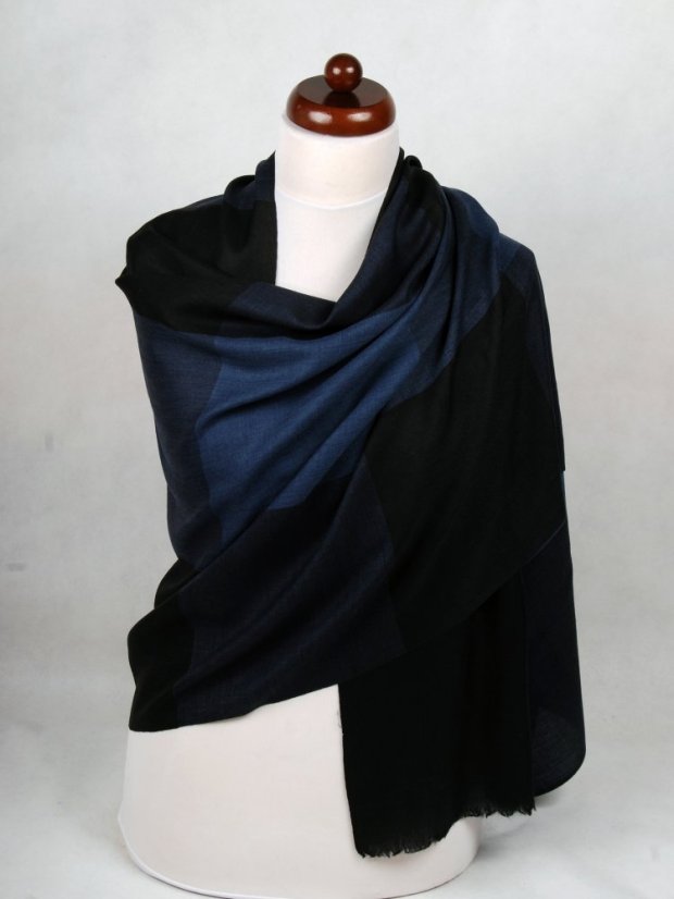 Kaschmirische Pashmina exklusiv kariert dunkelblau-schwarz