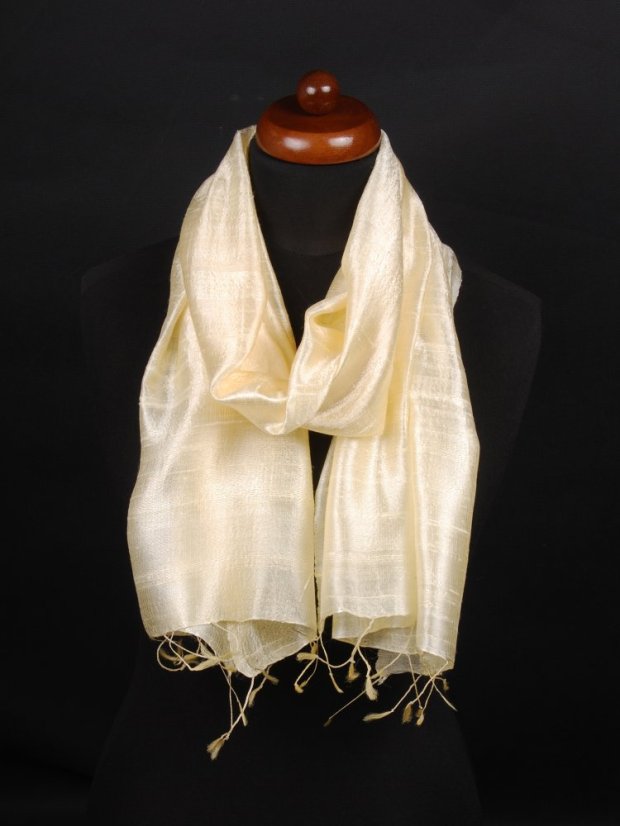 Schal aus Rohseide hellgelb