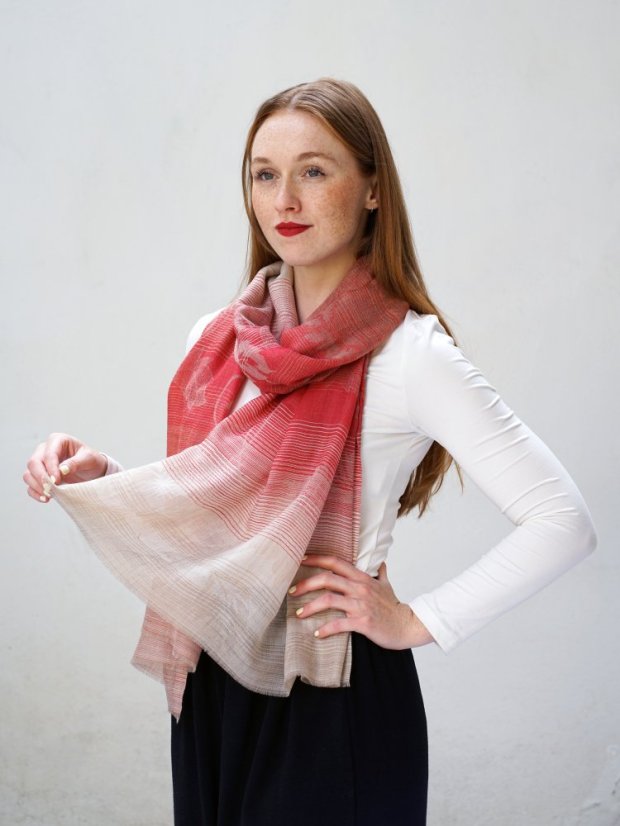 Kaschmirische Pashmina exklusiv mit Rot