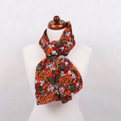 Seidenschal mit Aufdruck groß schwarz-orange-rot