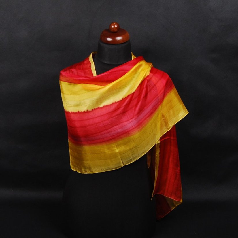 Handgemalter Seidenschal gelb-rot