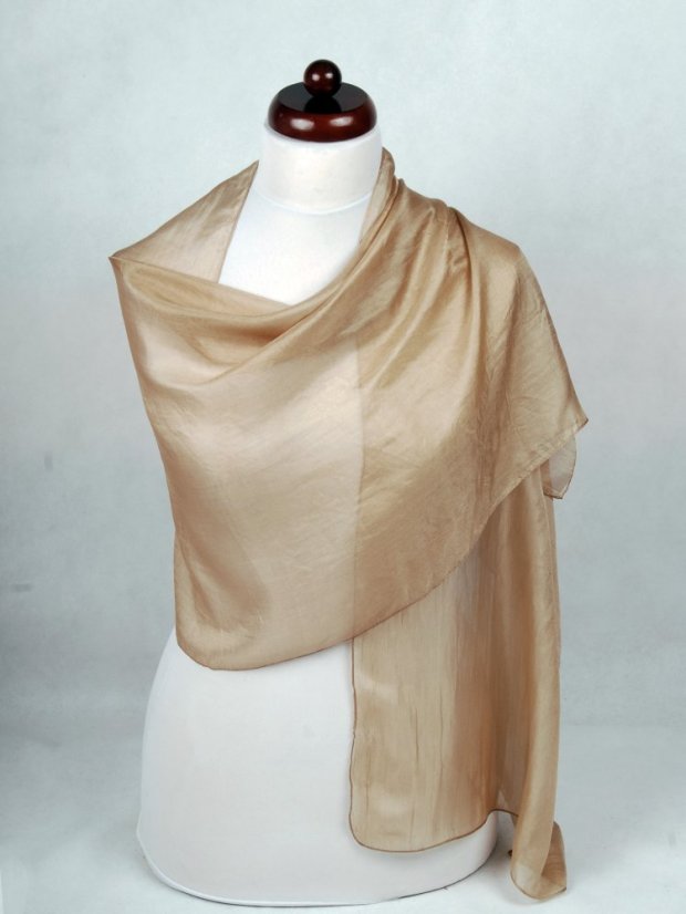 Hedvábná šála jednobarevná šedohnědá
