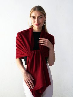 100% Kaschmir-Schal groß dunkelrot