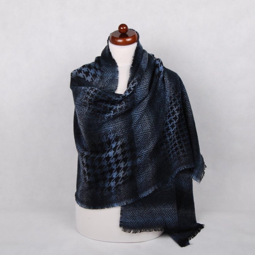 Šála z viskózy a akrylu tmavě modrošedá