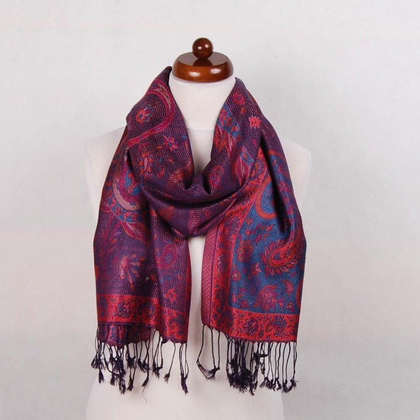 Seidenschal Super mittelgroß dunkellila mit Magenta