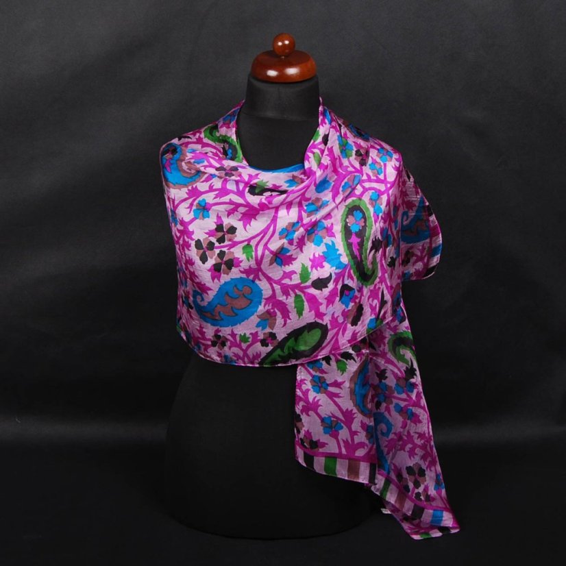 Seidenschal mit Aufdruck lila