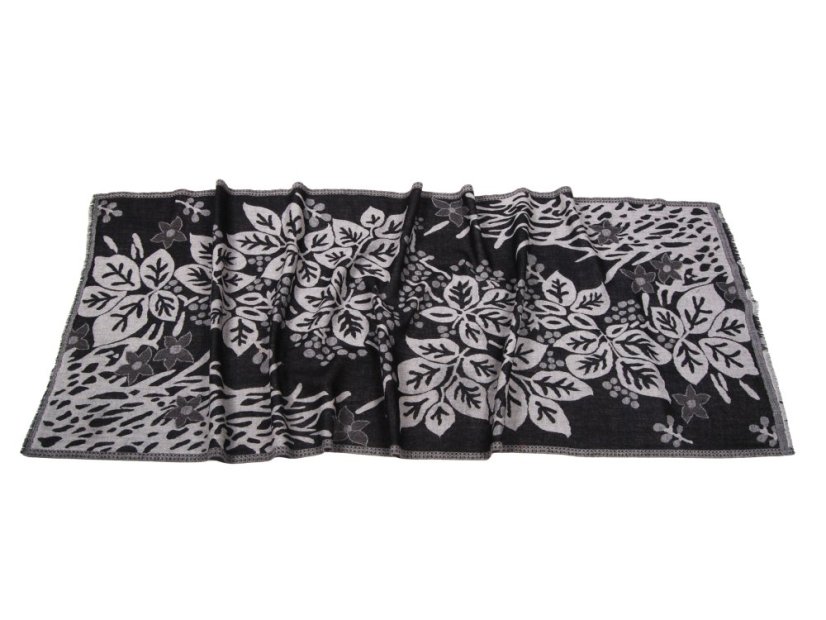 Šála z merino vlny černo-světle šedá