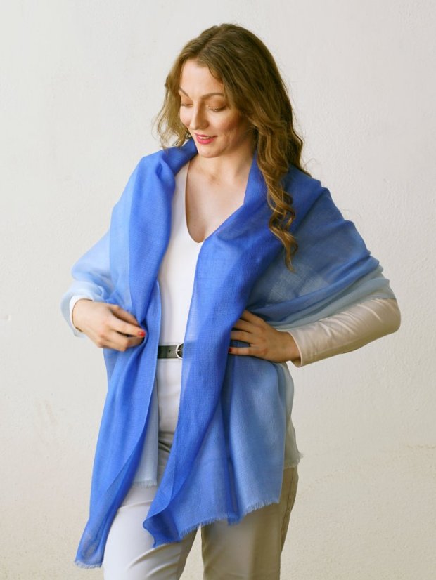 Ring-Pashmina exklusiv Ombre blau