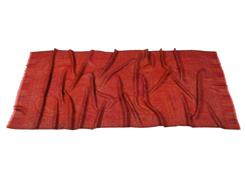 Kaschmirische Pashmina Khani Jamawar exklusiv rot