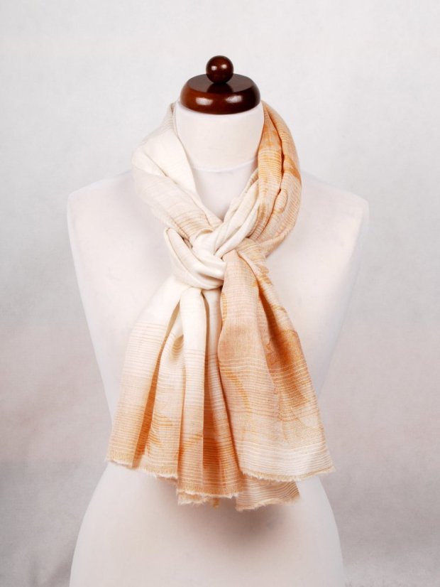 Kaschmirische Pashmina exklusiv creme mit Gold  und Graubraun