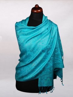Hodvábny šál Super veľký Tsering tyrkysový