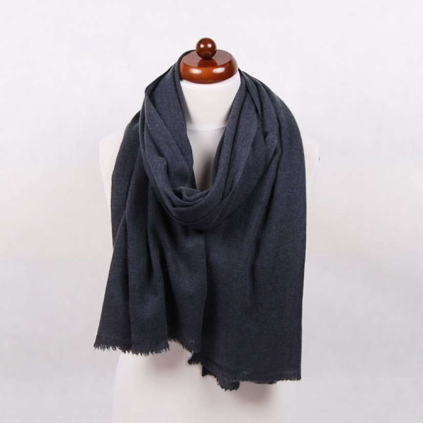 100% Kaschmir-Schal groß dunkelgrau