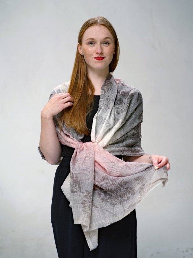 Kašmírska vlnená pašmína exclusive so svetloružovou farbou