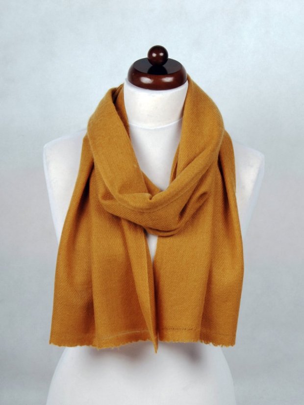 100% kašmírový šál exclusive úzky horčicovožltý